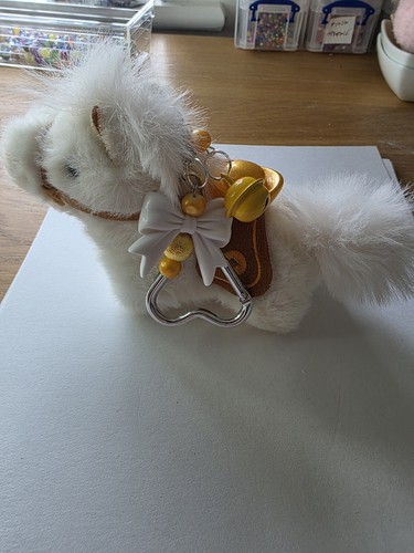 Cute white horse bag charm - cute,