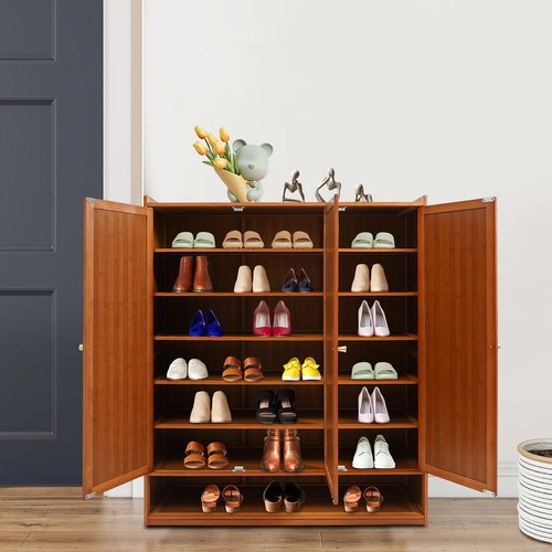 Tall bamboo shoe cabinet - shoe,