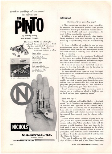 1959 paper toy gun pinto - ad,