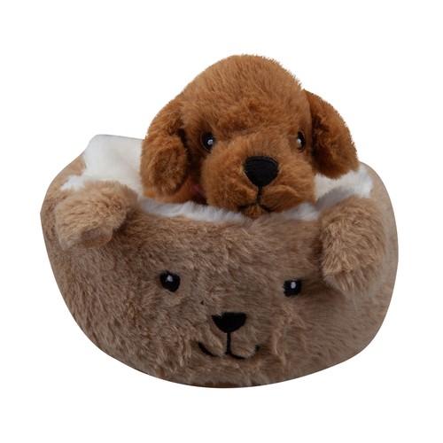 Cockapoo soft toy - beige, bed