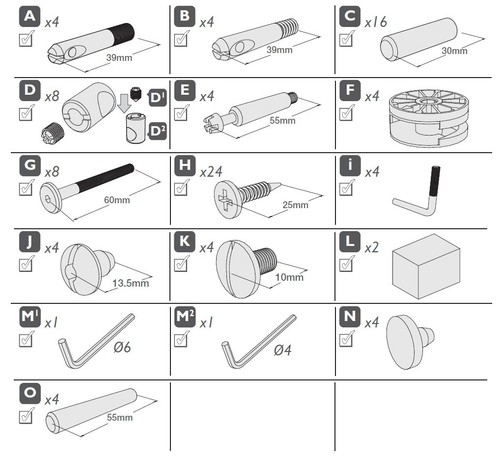 Full set fixings for - set,
