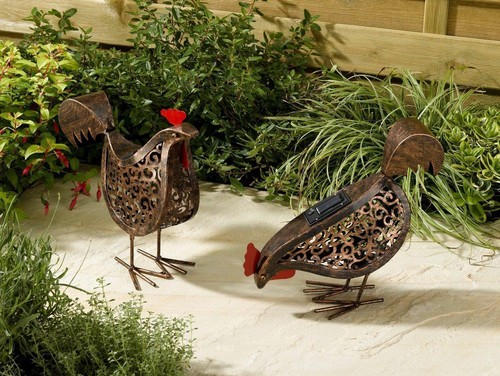 Metal solar hens light up - solar,