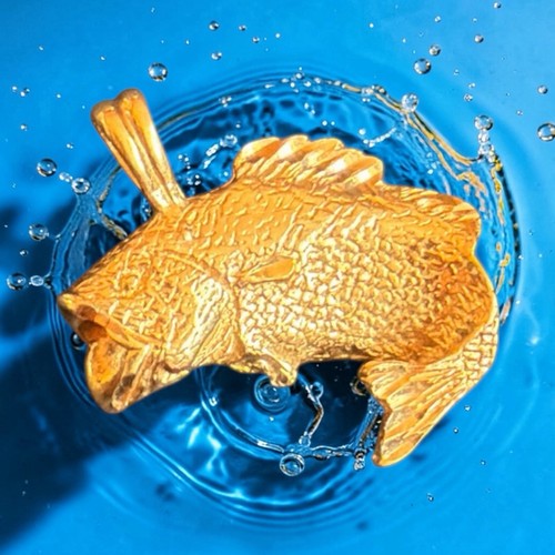 Gold filled fish charm pendant - gold,
