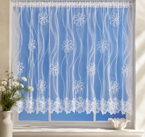 Pretty daisy white net curtain - pretty,