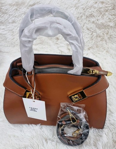 Brown faux leather top - brown,