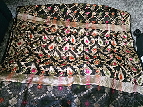 Womens black dhaka - black, jamdani