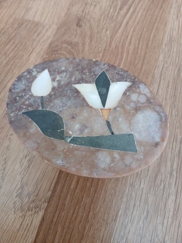 Oval soapstone trinket box - oval,