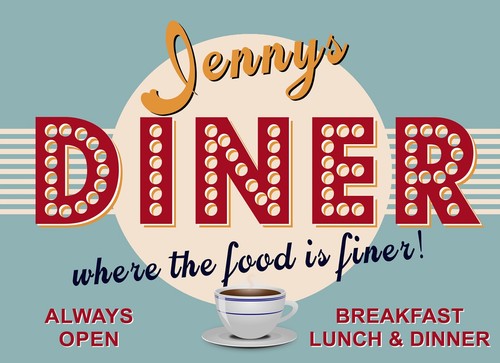 Custom retro diner metal sign - metal,