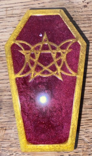 Handmade coffin box burgundy - coffin,