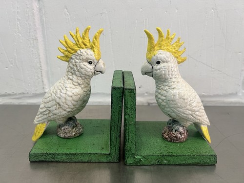 Pair cast metal cockatoo - pair,