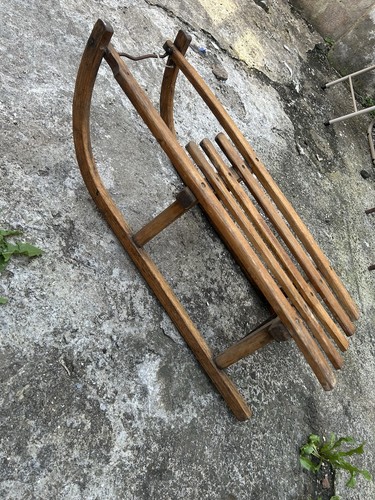 Vintage wooden sleigh metal - vintage,