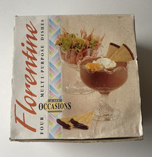 4 x Florentine Multi Purpose Dishes. Fluted Rim on Twisted Stems, Prawn Cocktail