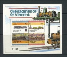 St Vincent Grenadines 1985 SG MS 359 Railway Locomotives MNH