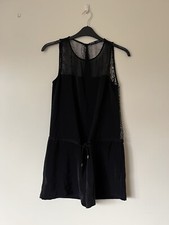 ZARA black playsuit jumpsuit, SIZE MEDIUM or UK SIZE 12/14, fringe detail
