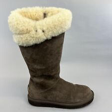 Ugg Plumdale Brown Leather Suede Mid Calf Sheepskin Winter Boots UK4 -4.5  READ*