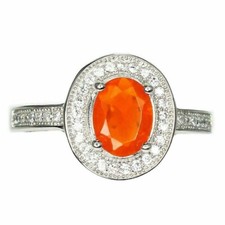 Silver Ring Orange Fire Opal