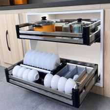 PULL OUT WIRE BASKETS KITCHEN CABINET SOFT CLOSE STEEL CUPBOARDS LARDER SET