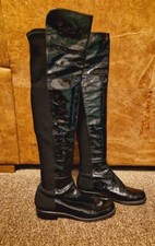 Stuart Weitzman 50/50 boots size US 6.5 UK 4.5 black leather over knee patent 