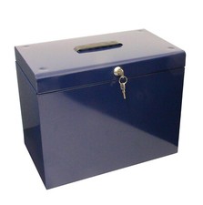 A4 Metal Blue File Filing Box Storage Lockable 5 Suspension Files Tidy File