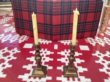 Charming pair miniature Candlesticks, Brass candle holders. 6cm