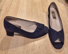 Ladies LOTUS DELANO Navy Faux Suede Open Toe Court Shoes - Size UK 5 - EU 38