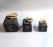3x Cast Iron Ring Weights 2lb 1lb 1/2lb (8oz) for Scales Post Office Kitchen