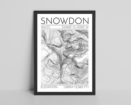 Snowdon contour map - snowdon,