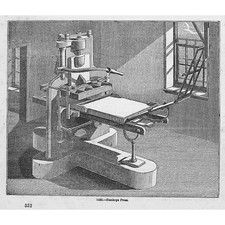 The Stanhope Printing Press - Antique Print 1851