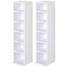 HOMCOM Set of 2 CD Storage Units with Adjustable Shelves White