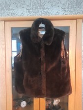 Frank Eden Faux Fur Gilet - Brown - Size 14.