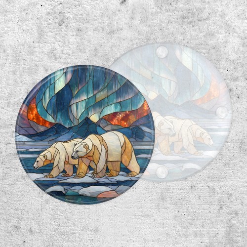 Stained glass polar bear - stained,