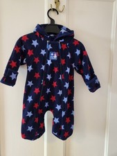 Jojo Maman Bebe SNOWSUIT size 0-3m ✶ Polar Fleece Pramsuit All In One STAR size