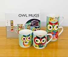 Set Of Four Owl Mugs NEW Boxed
