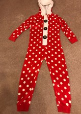 Next Girls Fluffy Red & Off White Spot One Piece All In One Age 10 1onesie