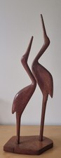 Pair of Wooden Crane Sculpture 60s Decoration
