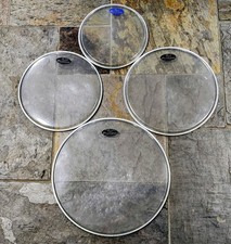 4 x Used Pearl ProTone Tom Drum Heads / Skins  - 10, 12, 13 & 16 inch