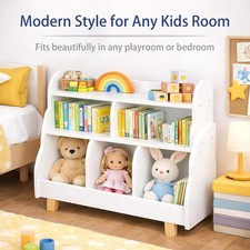 White Bookshelf Kids Wooden