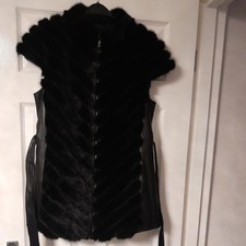 Women's Black leather and mink