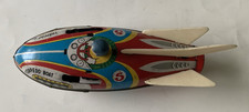 Vintage Tin Plate Torpedo Boat - Friction Powered with Loud Clicking Sound -Used