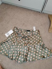 Zara Womens Green Satin SKORT
