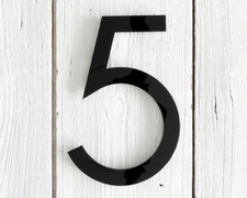 MODERN HOUSE NUMBER FLOATING BLACK ACRYLIC, HIDDEN FIXINGS 4,6,8,10,12 INCH UK