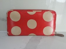 Cath Kidston Red Spot Purse Womens Money Wallet Ziparound Cotton Oilcloth 