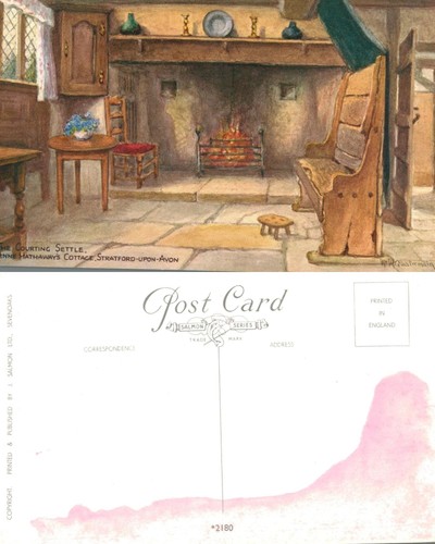Vintage postcard courting - vintage,
