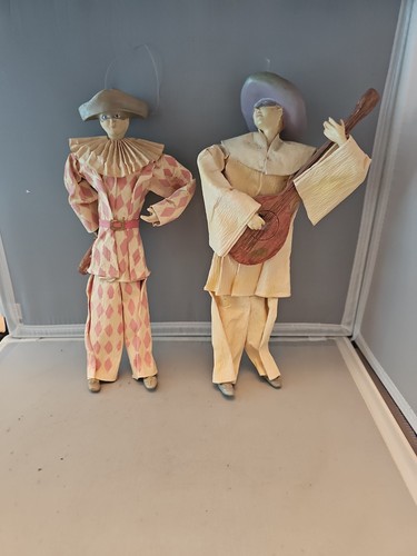 Pair paper mache harlequin - pair,