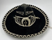 Hecho Authentic Mexican Sombrero Hat - 2XS ( Head Size 51cm / 20”) Black *FLAWS