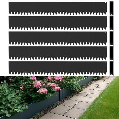 5pc black steel lawn edging - steel,
