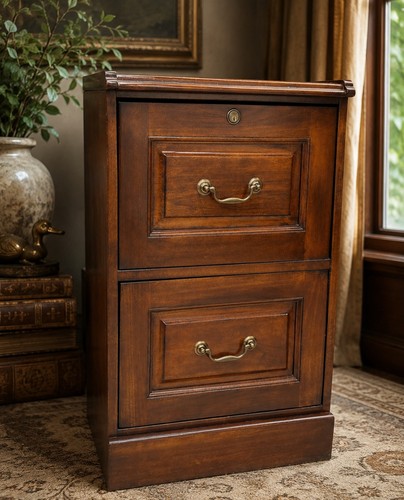 Vintage cherry wood two - vintage, two-drawer
