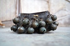 Antique Rare Edwardian Period Leather & Brass Bell Goat Collar c.1900-10