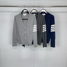 Tb Classics Men Women Knitting Cardigan Sweater 100% Wool V-Neck Warmth Blouse