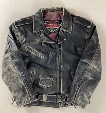 Vintage Distressed Leather Biker Jacket Motorcycle Jacket Size 46